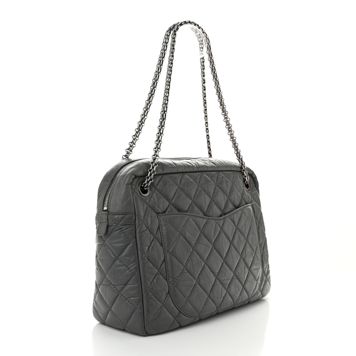 Aged Calfskin Quilted Large Reissue Camera Case Grey