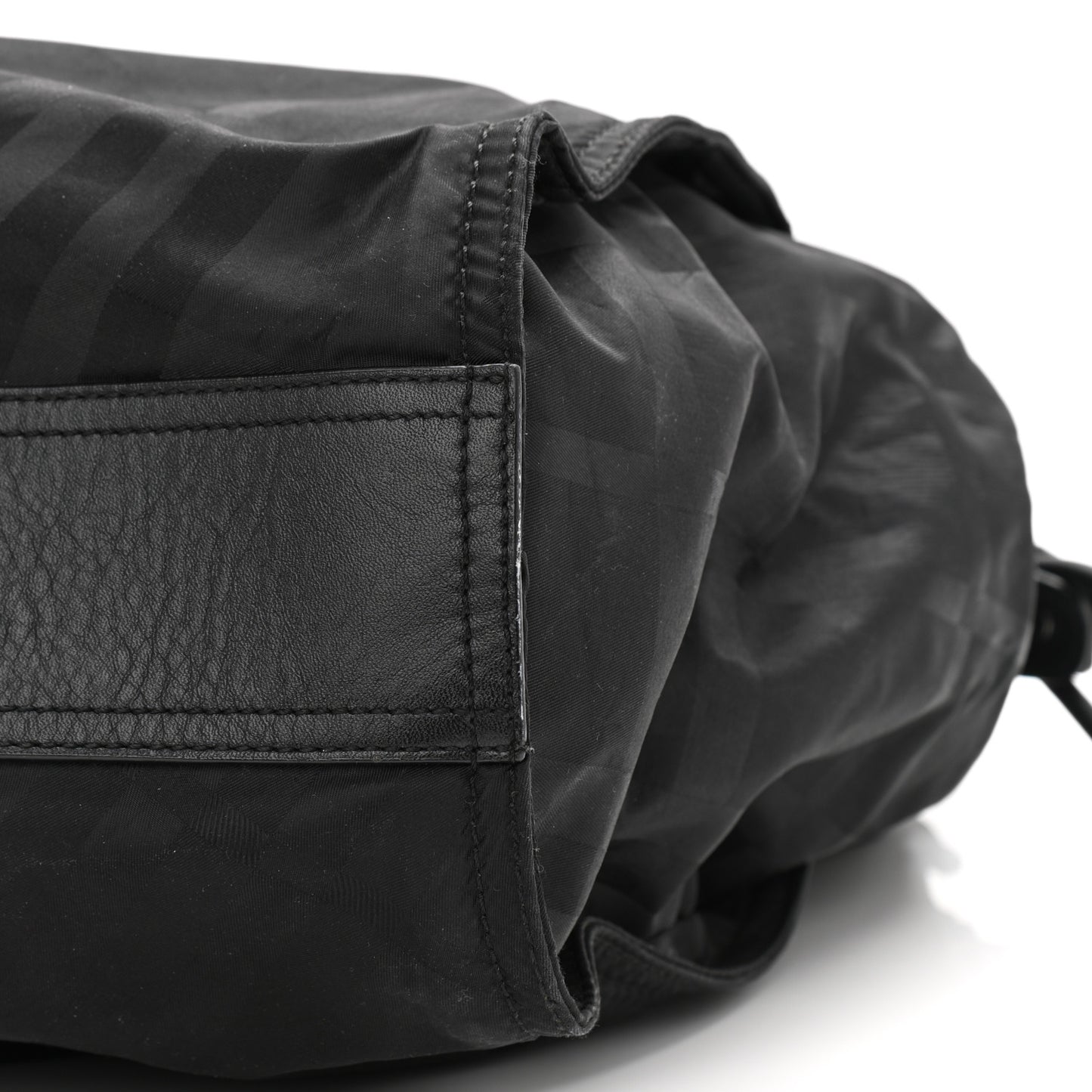 Nylon Tonal Check Buckleigh Packable Tote Black