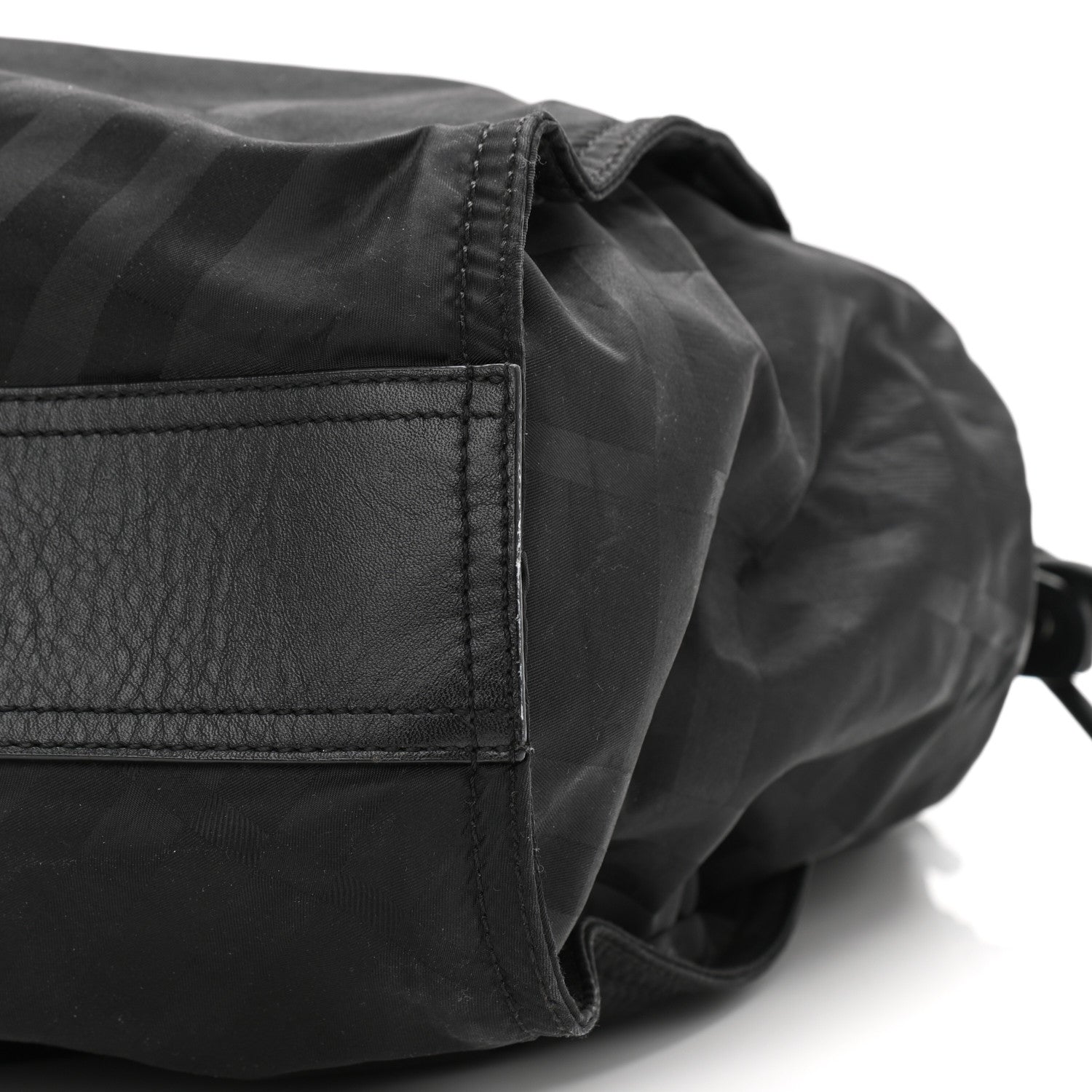 Burberry Nylon Tonal Check Buckleigh Packable Tote Black 11 of 13