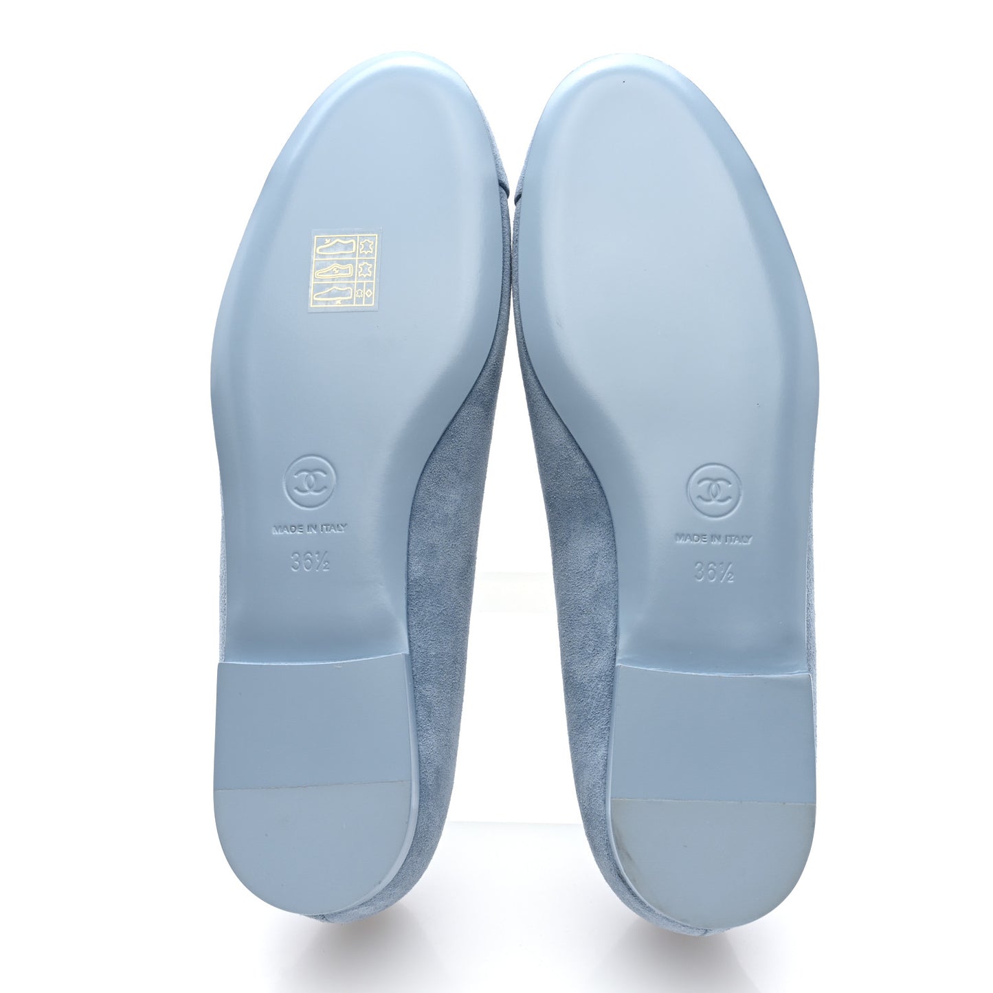 Suede Cap Toe Camellia Ballerina Flats 36.5 Light Blue
