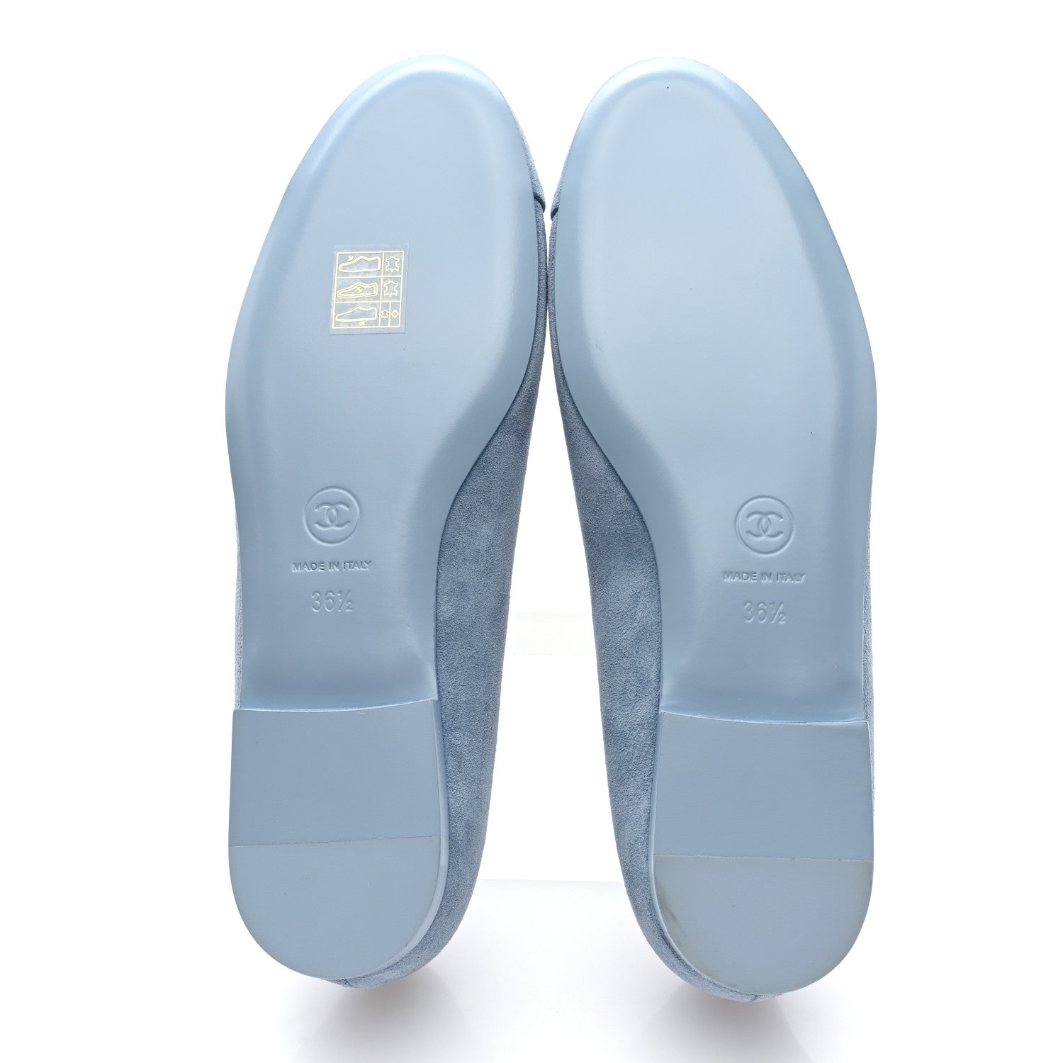 Chanel Suede Cap Toe Camellia Ballerina Flats 36.5 Light Blue 5 of 9