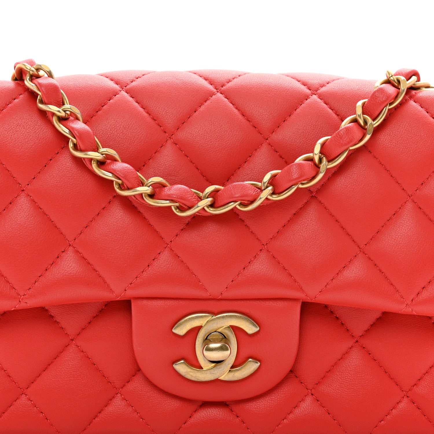 Chanel Lambskin Quilted Mini Rectangular Flap Red 5 of 11