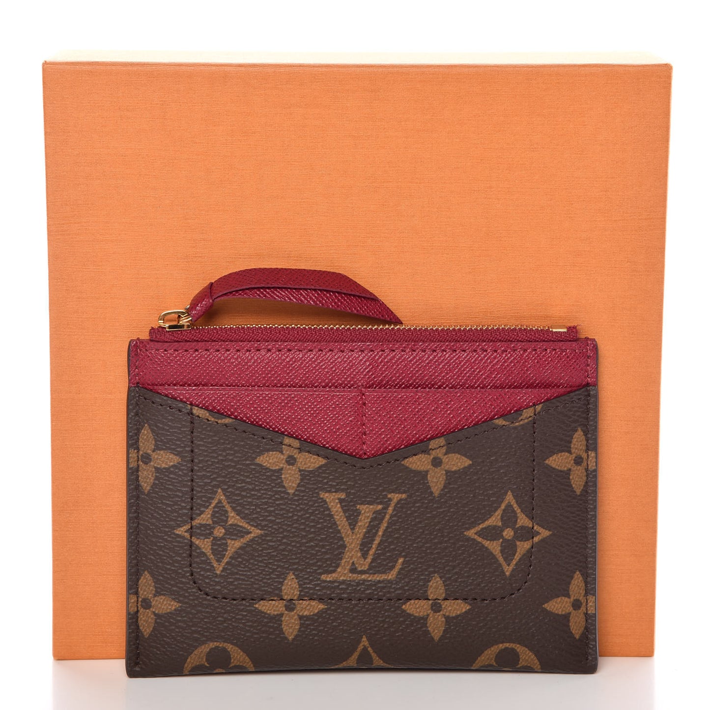 Monogram Zipped Card Holder Fuchsia
