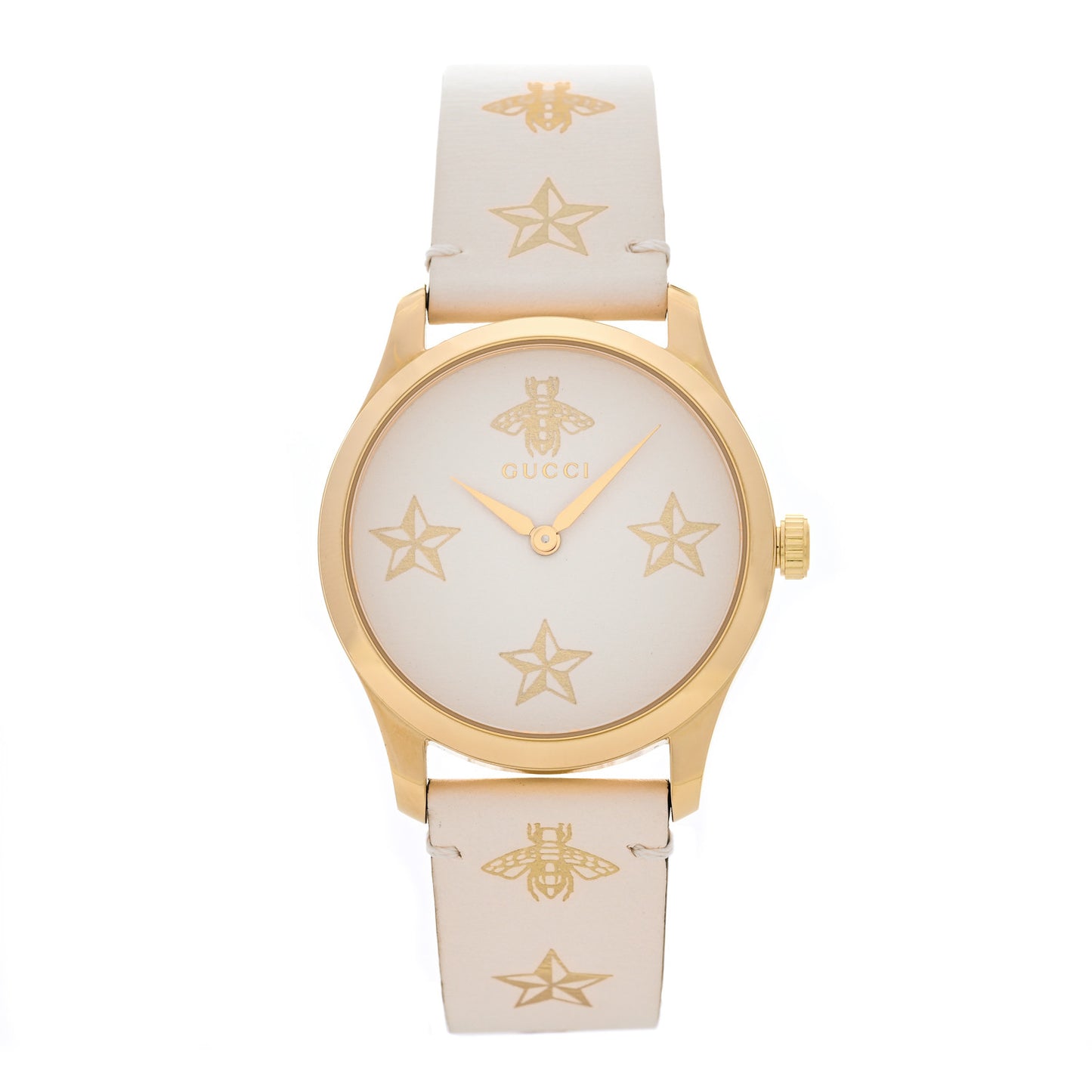 Stainless Steel Calfskin 38mm G-Timeless Bee Star Quartz Watch White
