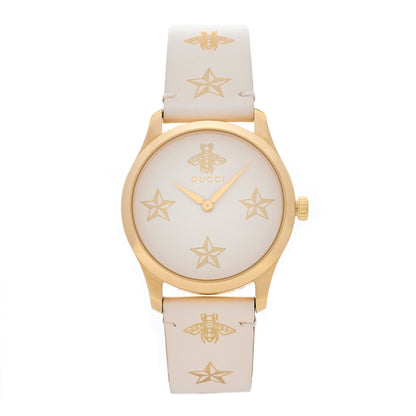 Gucci Stainless Steel Calfskin 38mm G-Timeless Bee Star Quartz Watch White 1 of 5