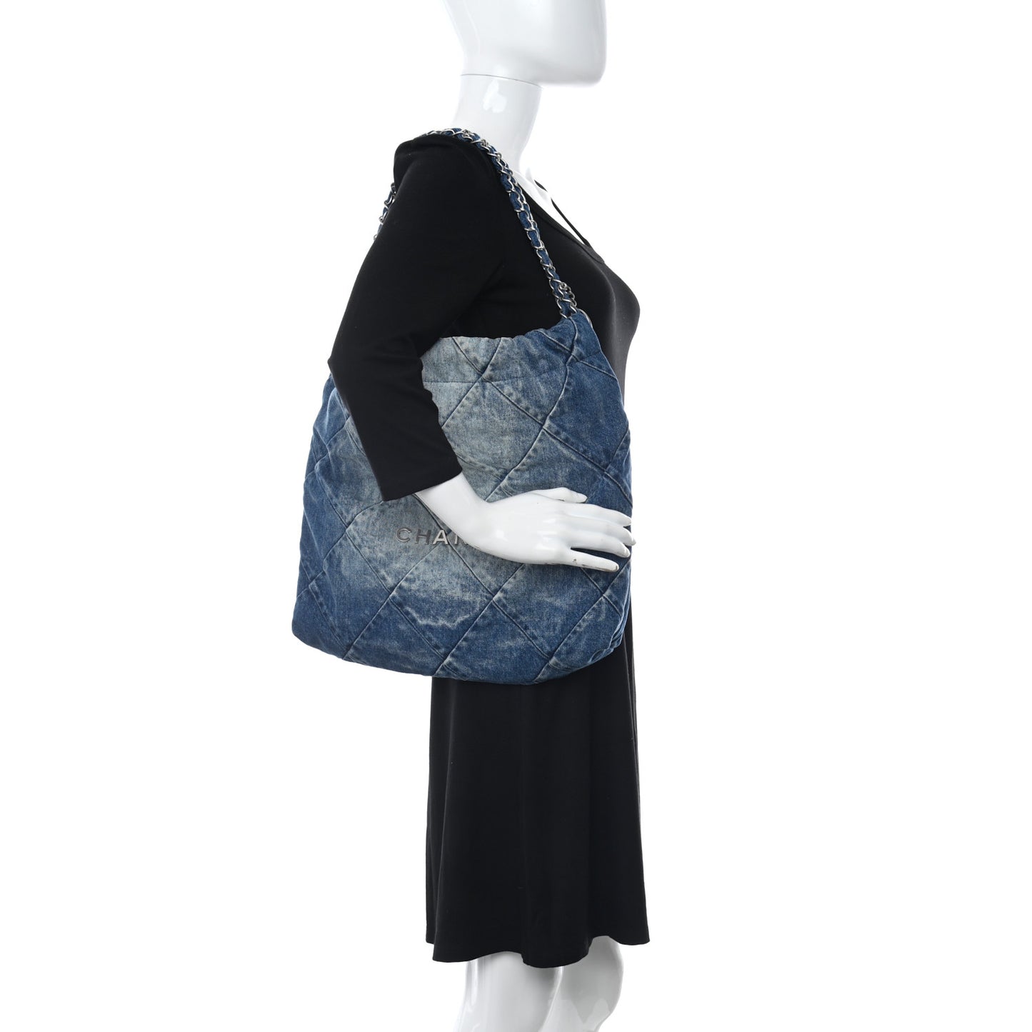Denim Quilted Chanel 22 Blue