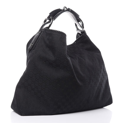 Gucci Monogram Large Horsebit Chain Hobo Black 3 of 11