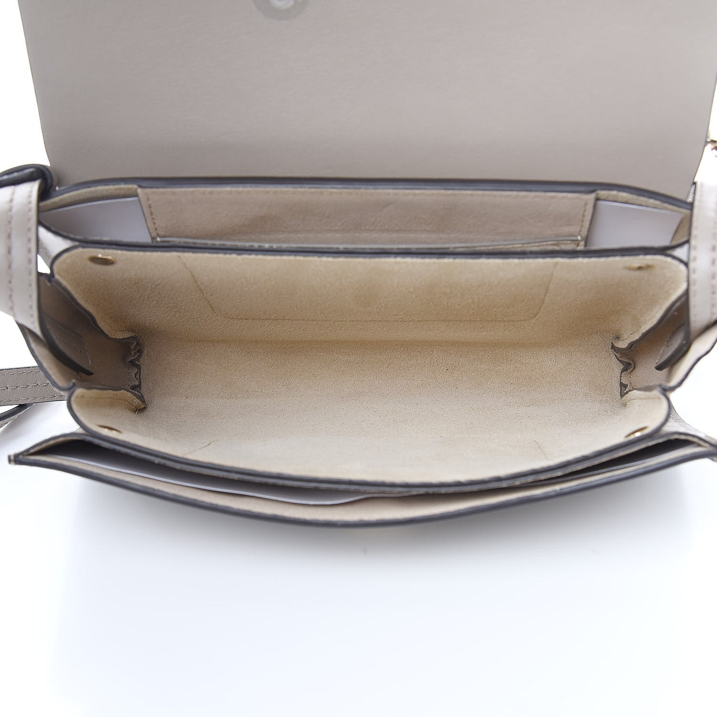 Suede Calfskin Small Faye Shoulder Bag Motty Grey