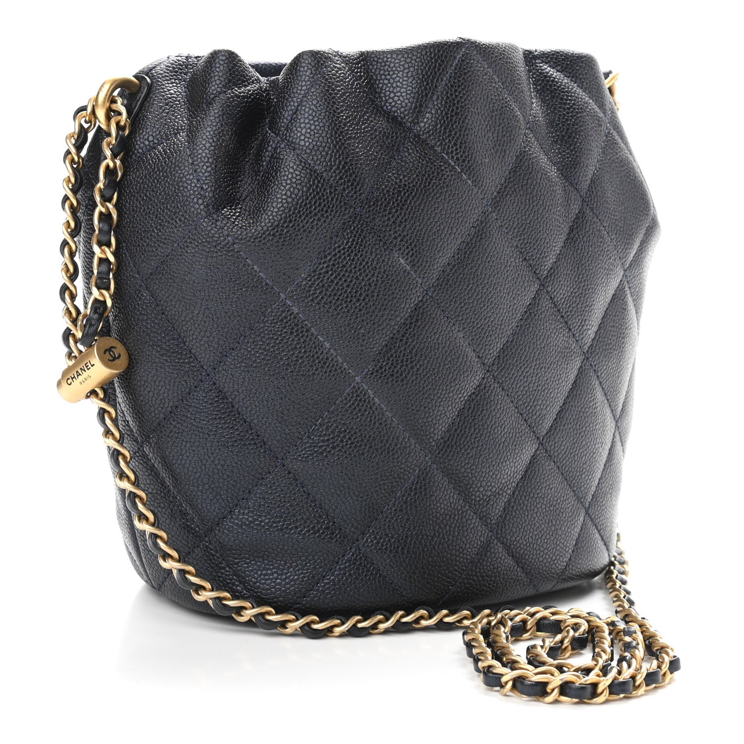 Chanel Iridescent Caviar Quilted My Perfect CC Bucket Drawstring Bag Blue 3 of 11