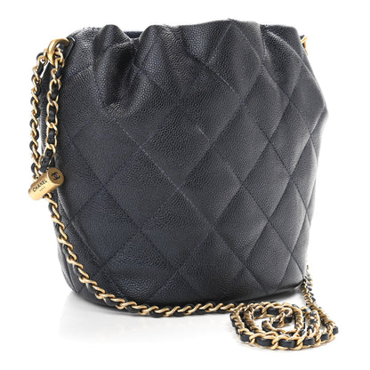 Chanel Iridescent Caviar Quilted My Perfect CC Bucket Drawstring Bag Blue 3 of 11