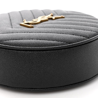 Saint Laurent Grain De Poudre Matelasse Chevron Quilted Round Vinyle Camera Bag Black 8 of 8