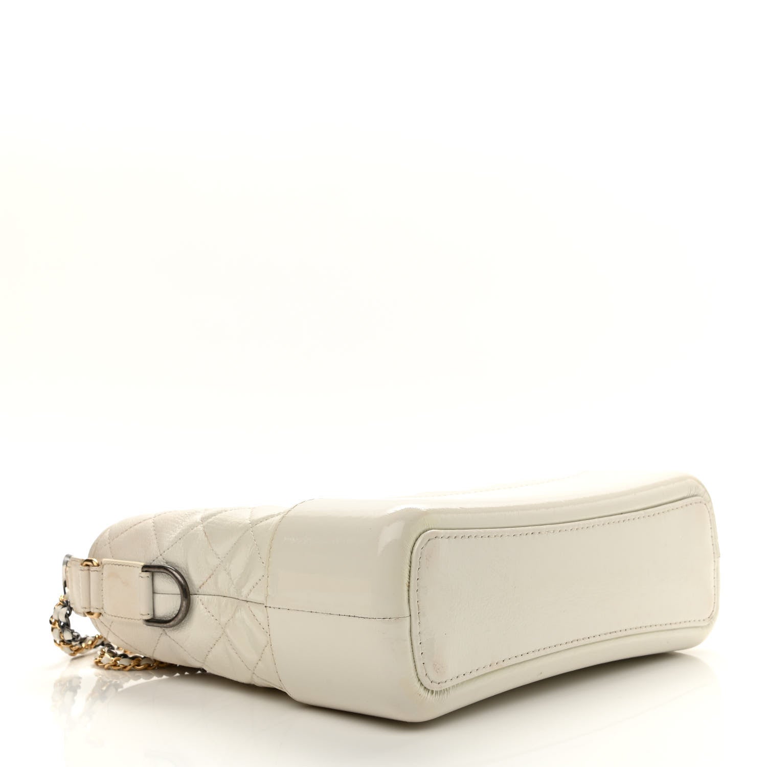 Chanel Patent Goatskin Quilted Medium Gabrielle Hobo White 4 of 16