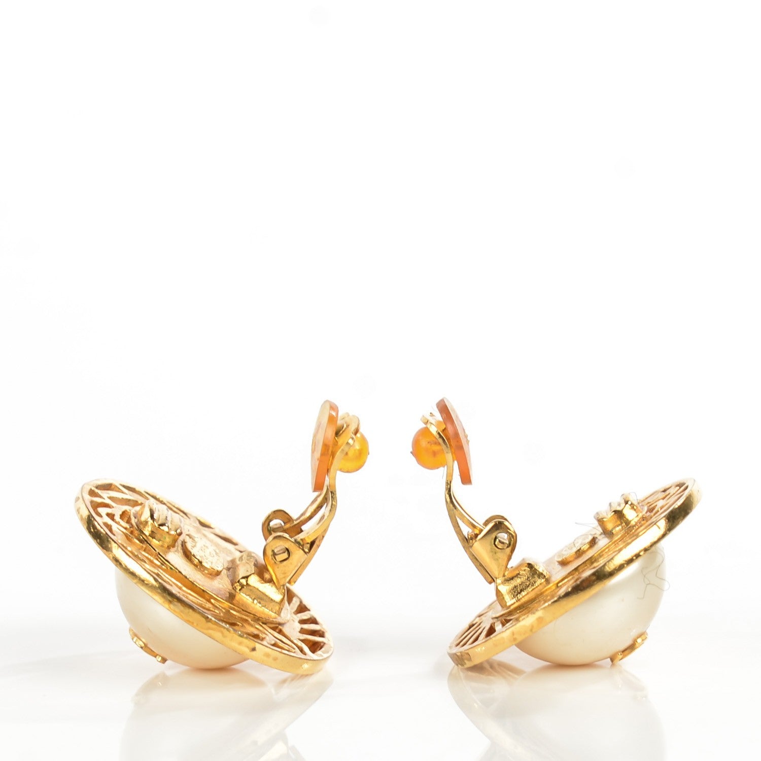 Chanel Pearl CC Clip On Earrings Gold 3 of 5