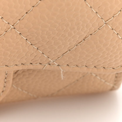 Chanel Caviar Quilted Flap Card Holder Wallet Beige 8 of 9