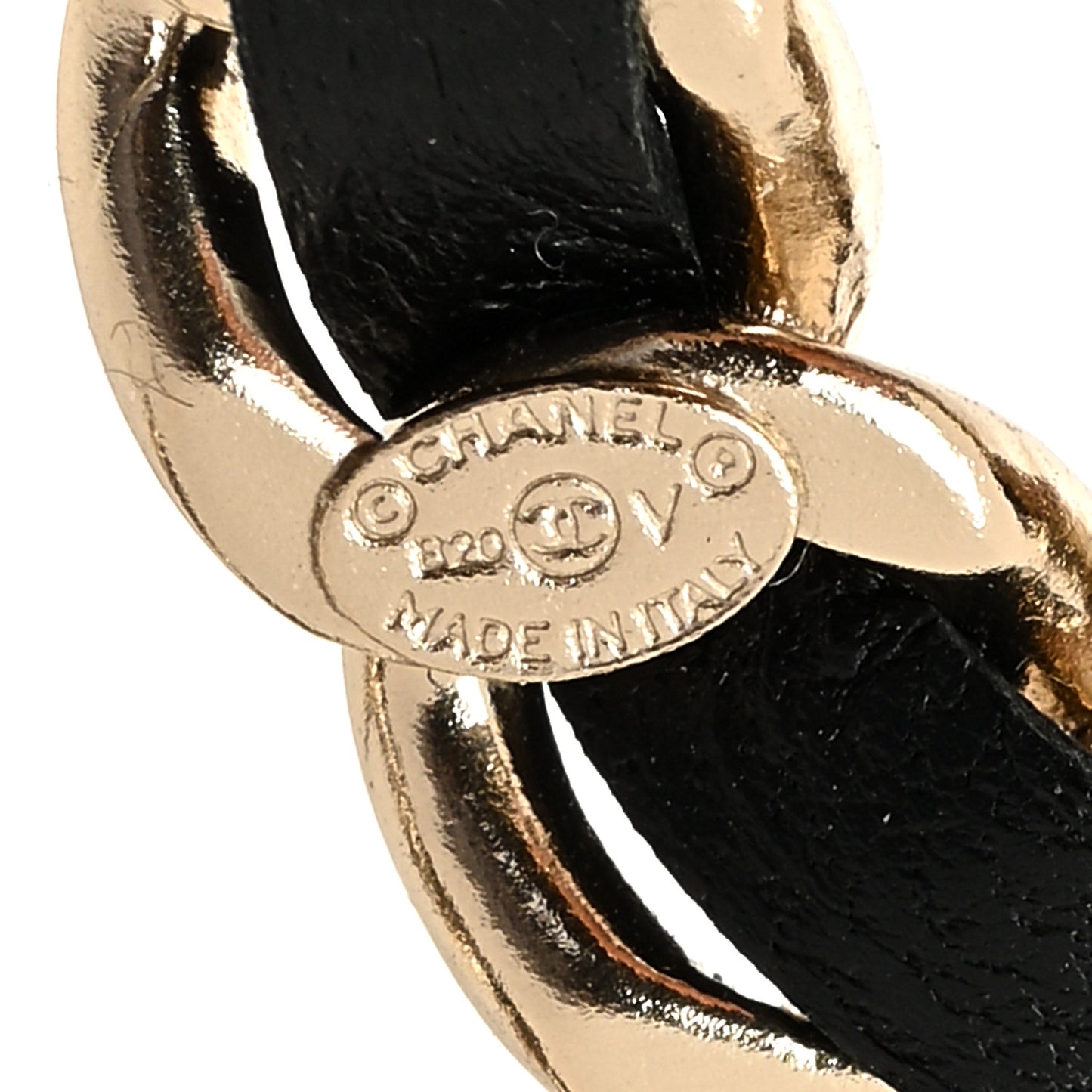 Lambskin Chain CC Brooch Black Gold