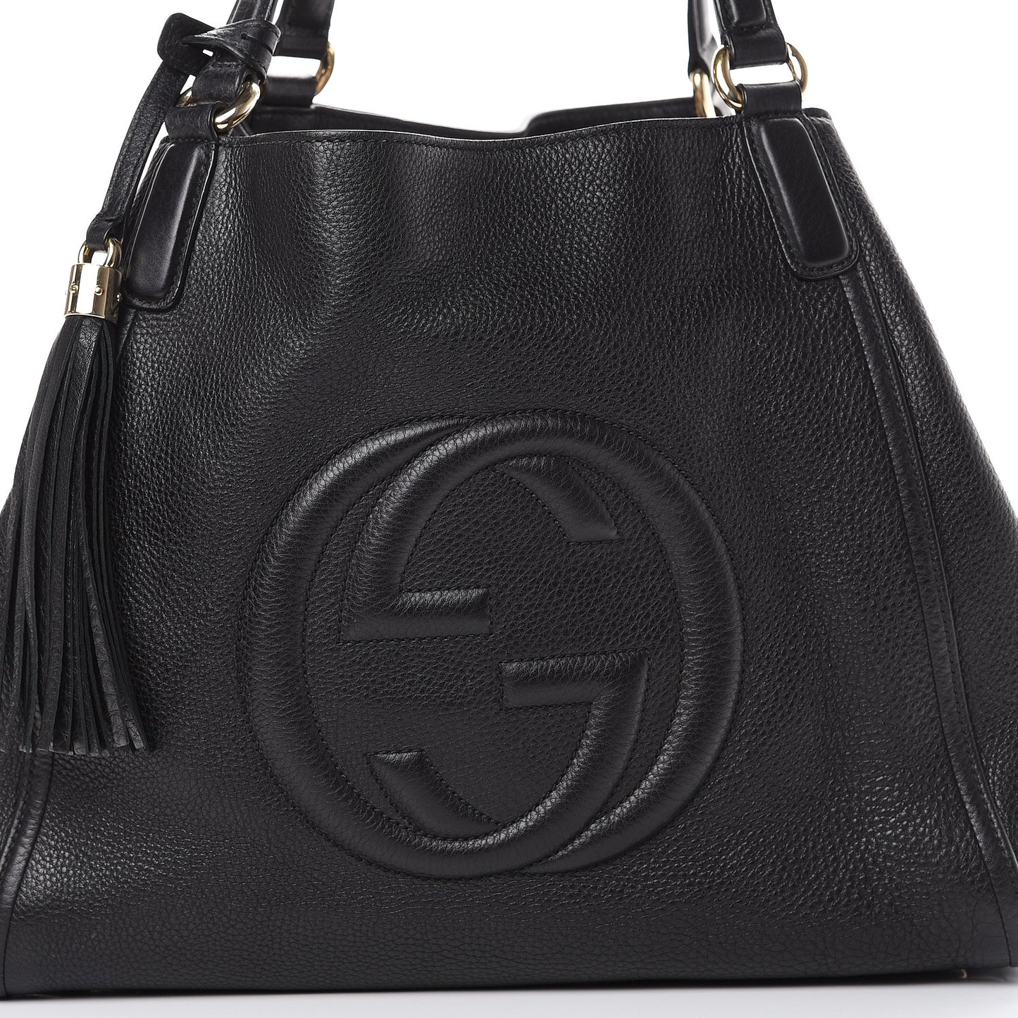 Pebbled Calfskin Medium Soho Shoulder Bag Black