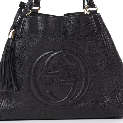 Gucci Pebbled Calfskin Medium Soho Shoulder Bag Black 7 of 13