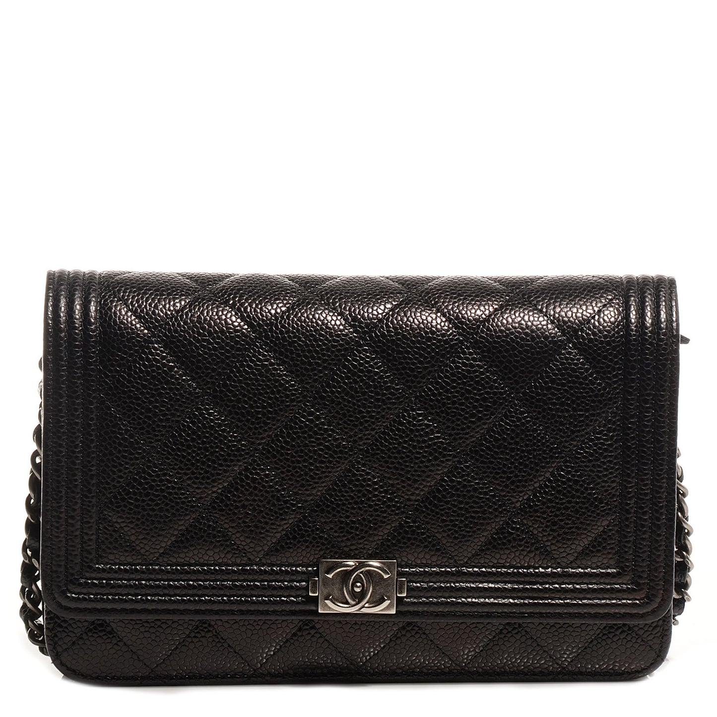 Caviar Quilted Boy Wallet On Chain WOC Black