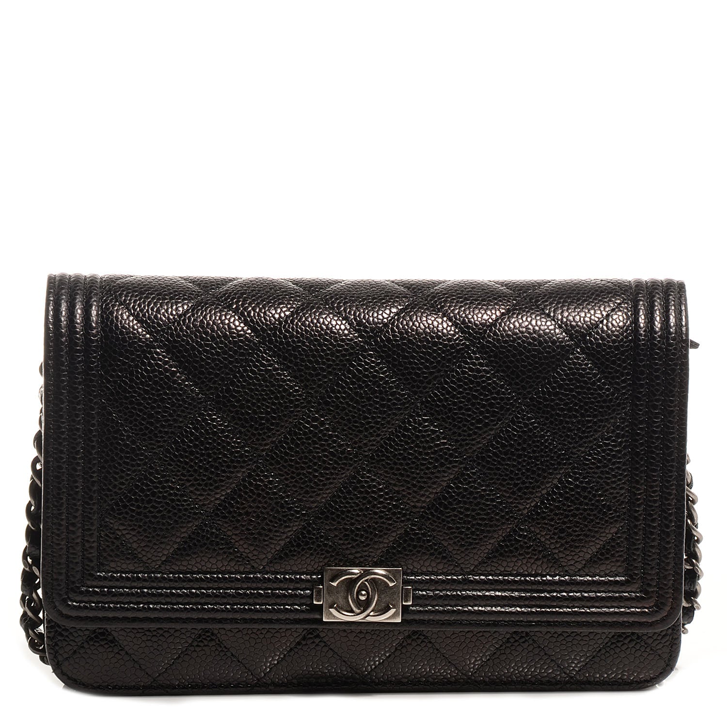 Chanel Caviar Quilted Boy Wallet On Chain WOC Black 1 of 8