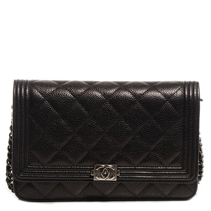 Chanel Caviar Quilted Boy Wallet On Chain WOC Black 1 of 8