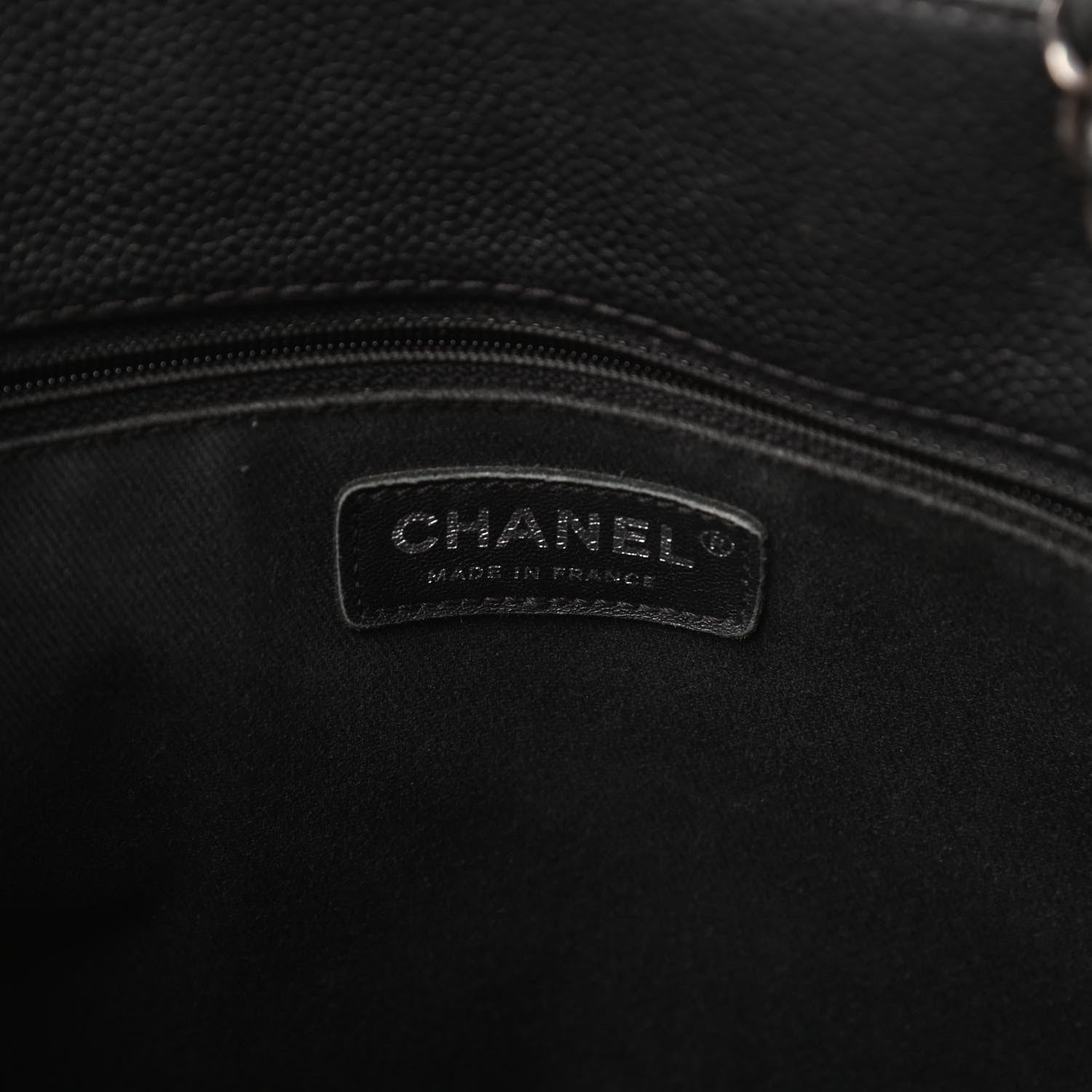 Chanel Metallic Grained Calfskin Medium Woven Chain Shopping Tote Black 6 of 12