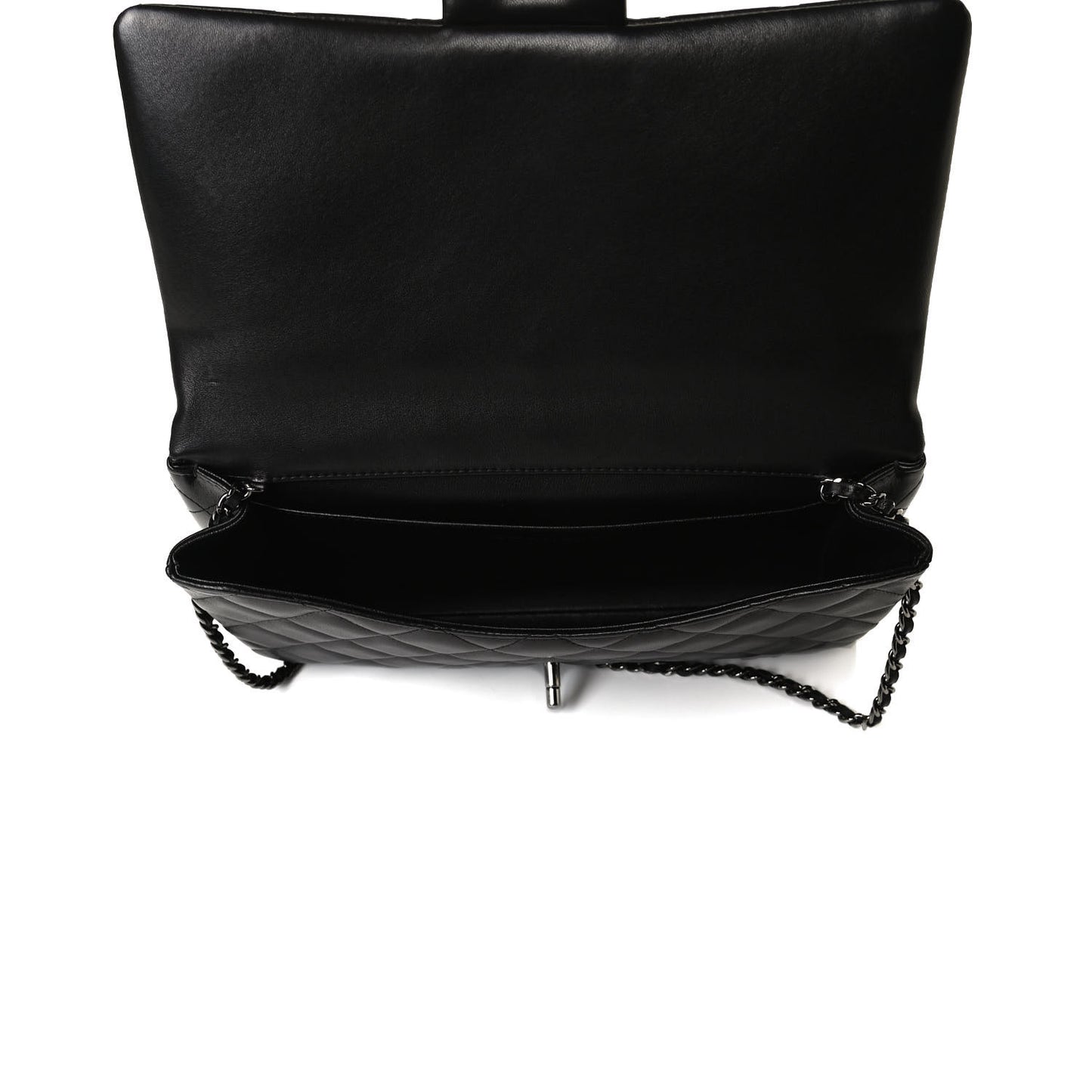 Lambskin Quilted Clutch With Chain Flap Black