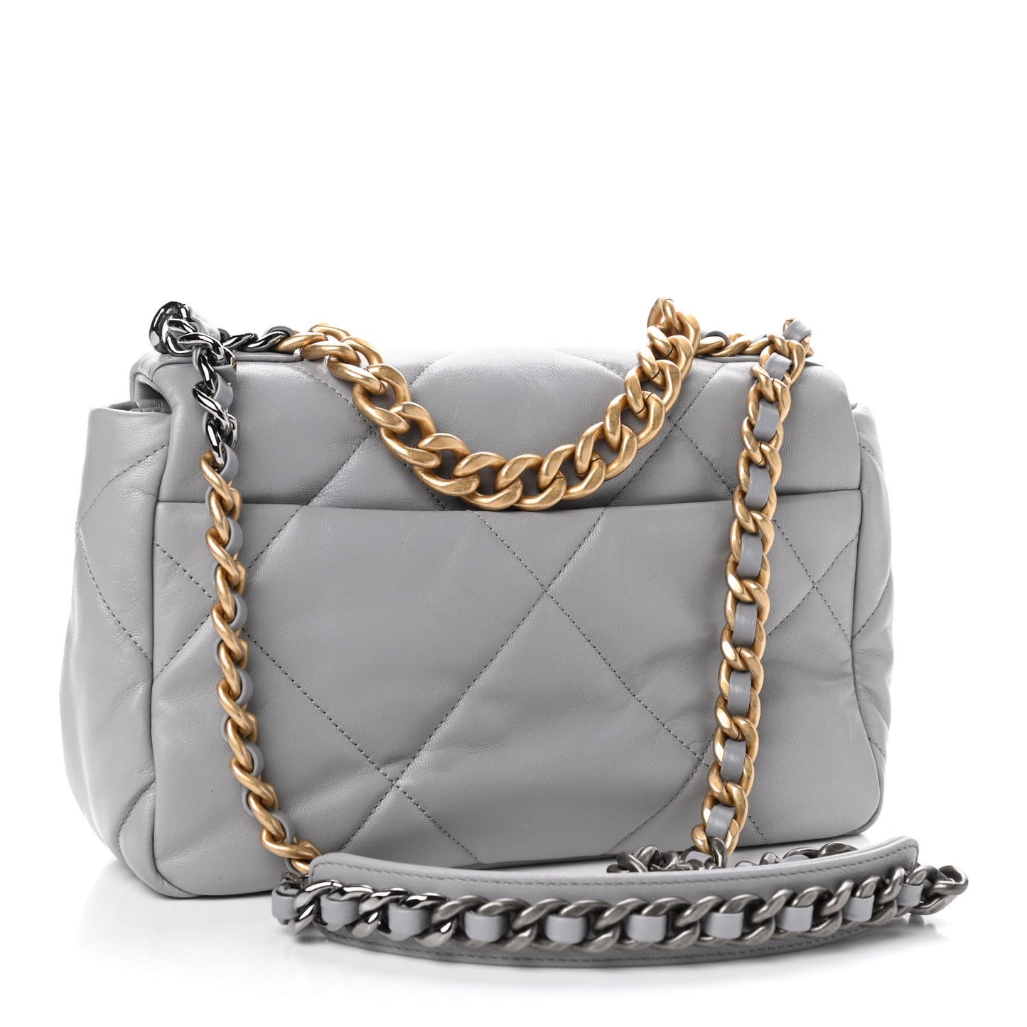 Goatskin Quilted Medium Chanel 19 Flap Grey