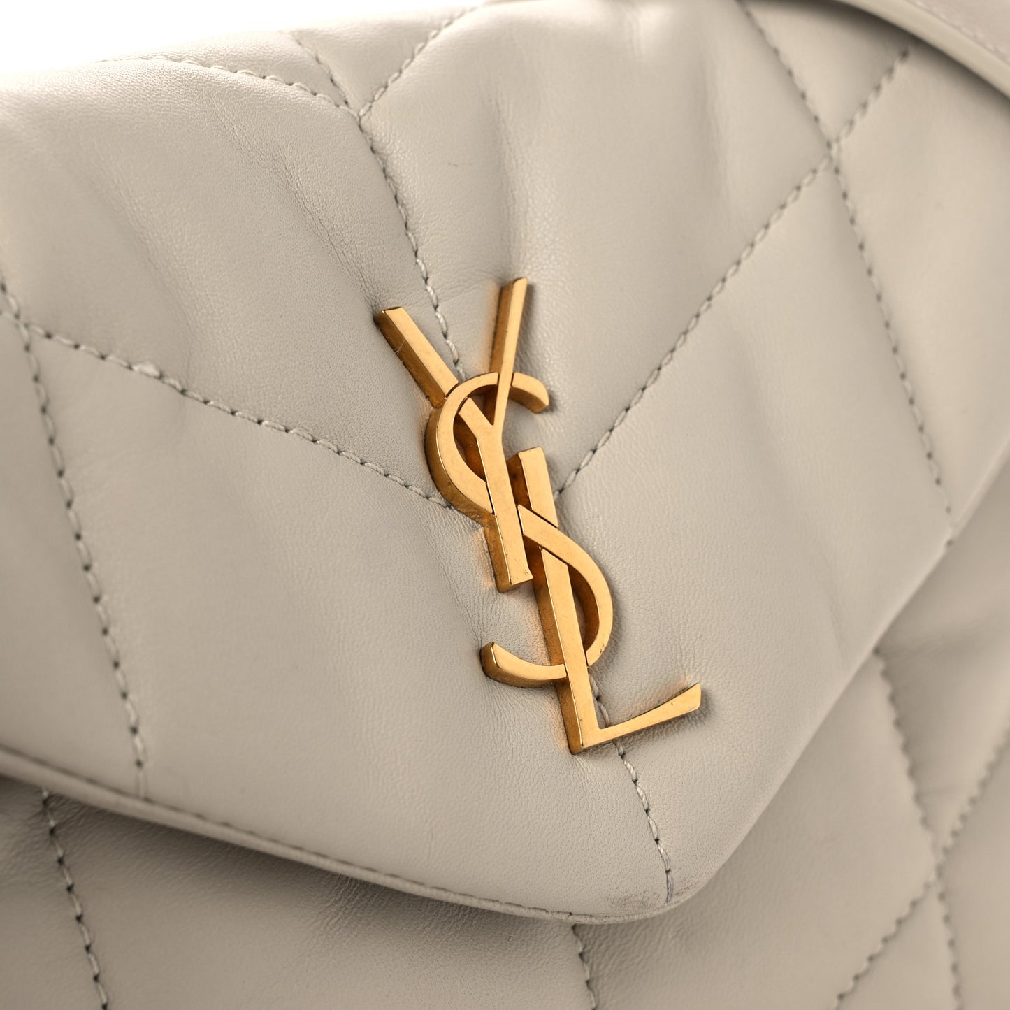 Lambskin Quilted Toy Loulou Puffer Monogram Chain Satchel Crema Soft