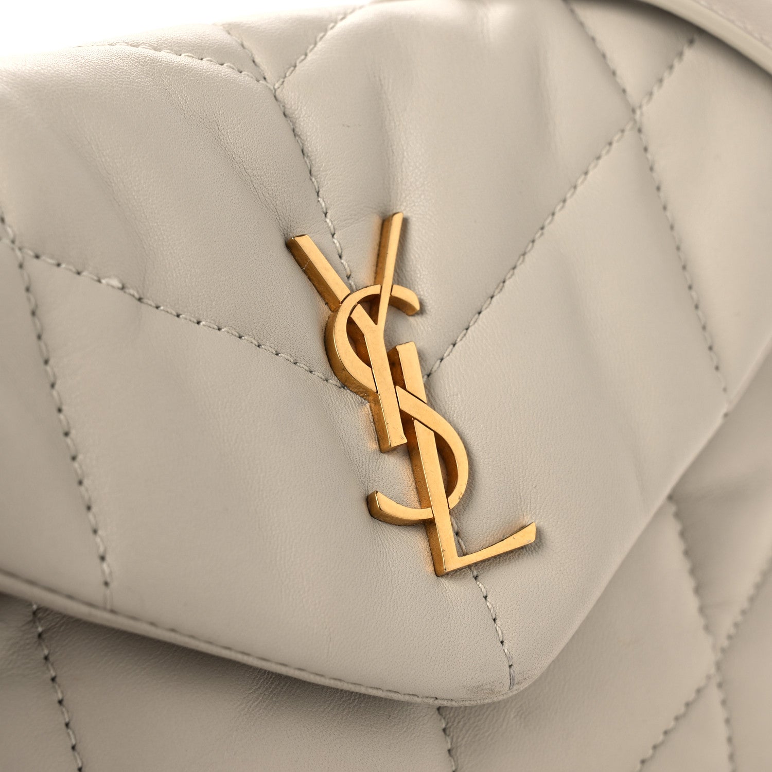 Saint Laurent Lambskin Quilted Toy Loulou Puffer Monogram Chain Satchel Crema Soft 11 of 14