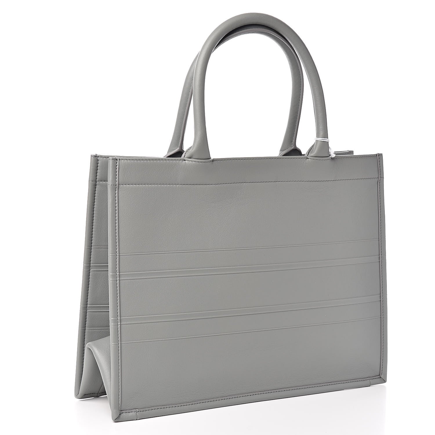 Christian Dior Calfskin Embossed Medium Book Tote Grey Stone 3 of 13