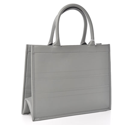 Christian Dior Calfskin Embossed Medium Book Tote Grey Stone 3 of 13
