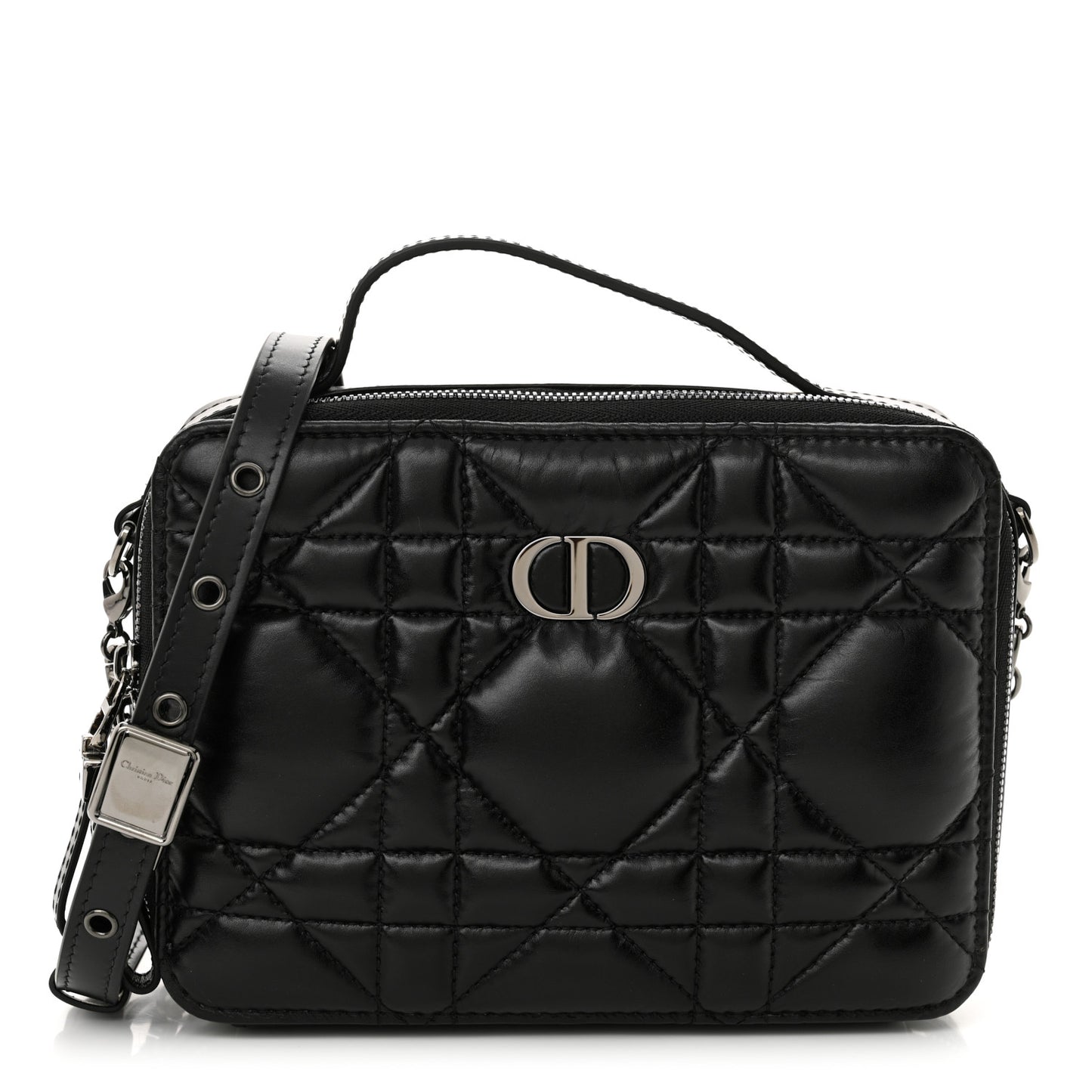 Calfskin Macrocannage Caro Box Bag Black
