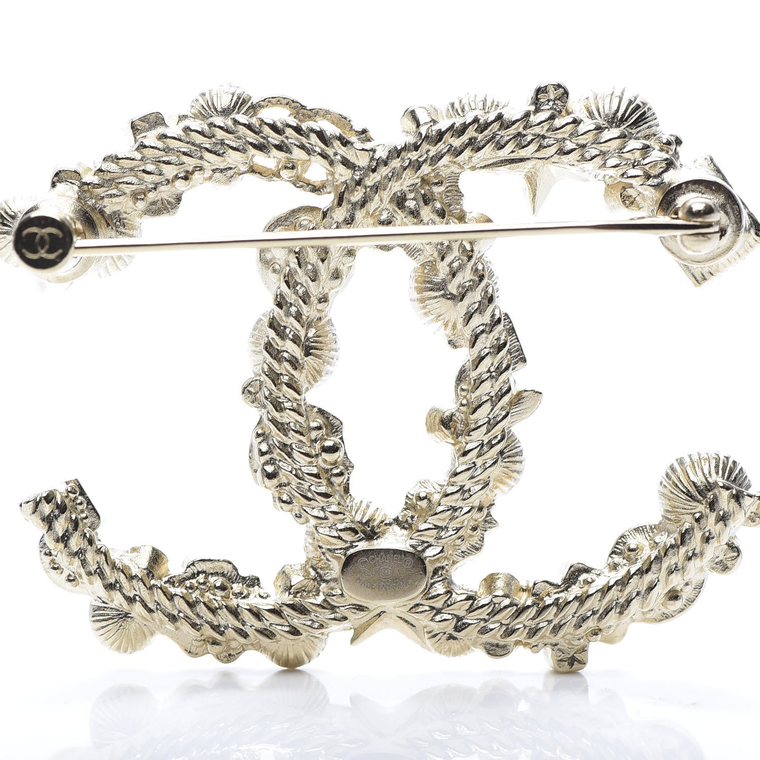 Chanel Crystal Pearl CC Charms Brooch Gold 3 of 4