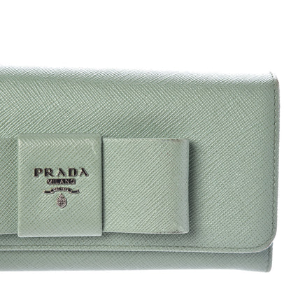 Prada Saffiano Bow Continental Wallet Acquamarina 11 of 17