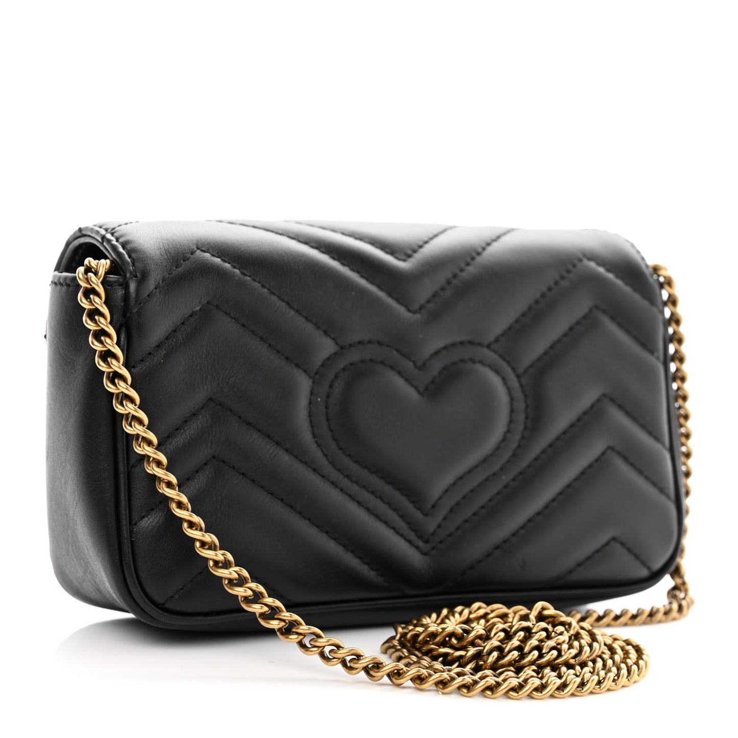 Calfskin Matelasse Super Mini GG Marmont Shoulder Bag Black