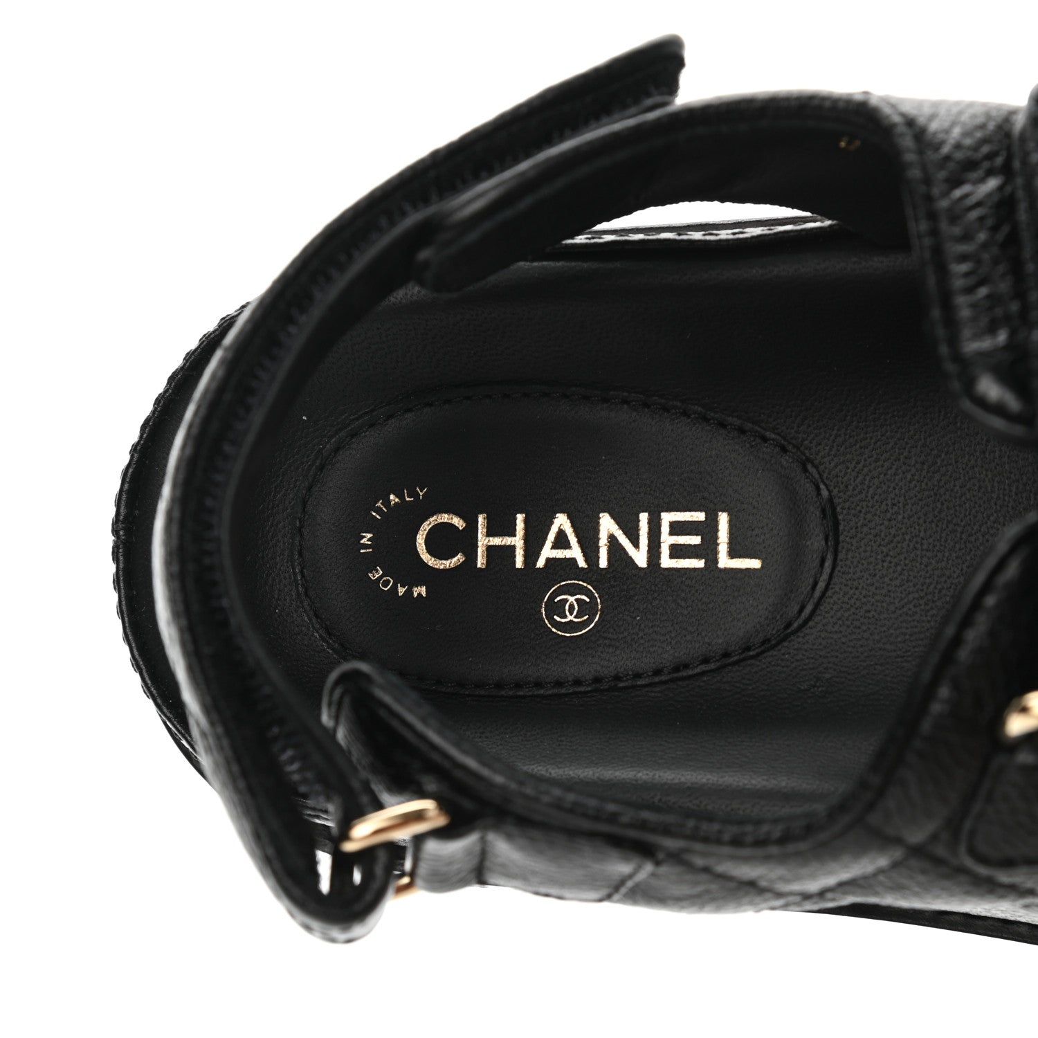 Chanel Grained Calfskin Velcro Dad Sandals 36.5 Black 7 of 9