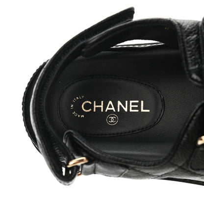 Chanel Grained Calfskin Velcro Dad Sandals 36.5 Black 7 of 9