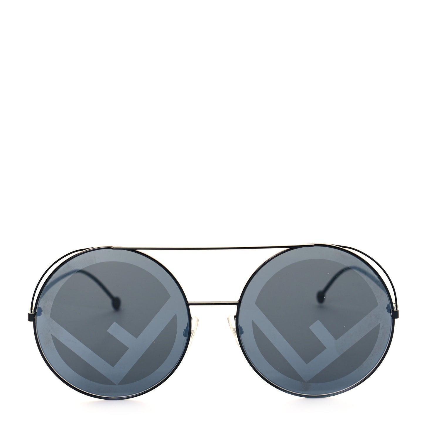Metal F is Fendi Printed Run Away Round Frame Sunglasses FF 0285/S Black