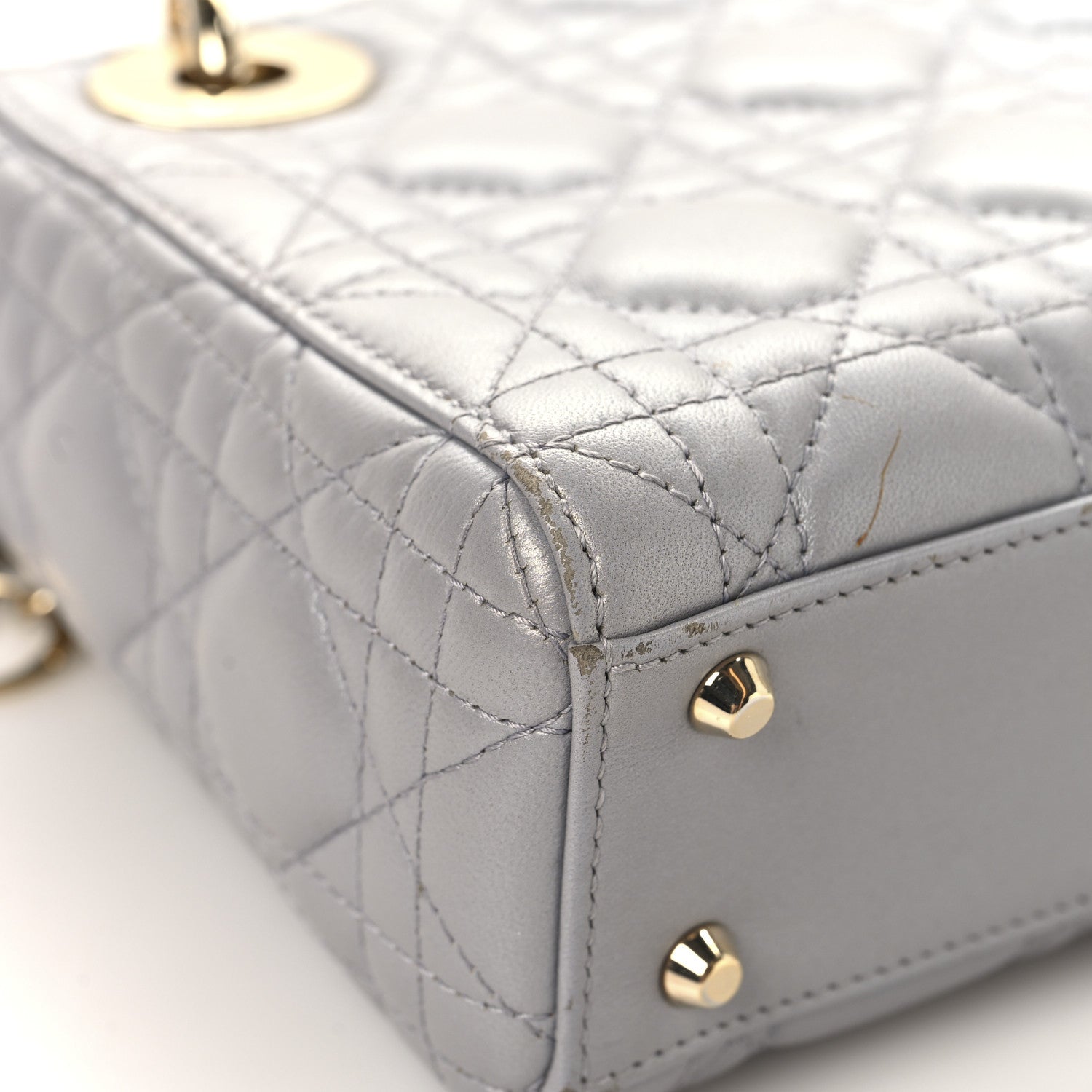 Christian Dior Metallic Lambskin Cannage Mini Lady Dior Grey 11 of 14