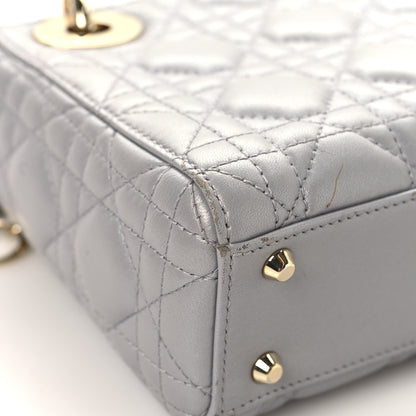 Christian Dior Metallic Lambskin Cannage Mini Lady Dior Grey 11 of 14
