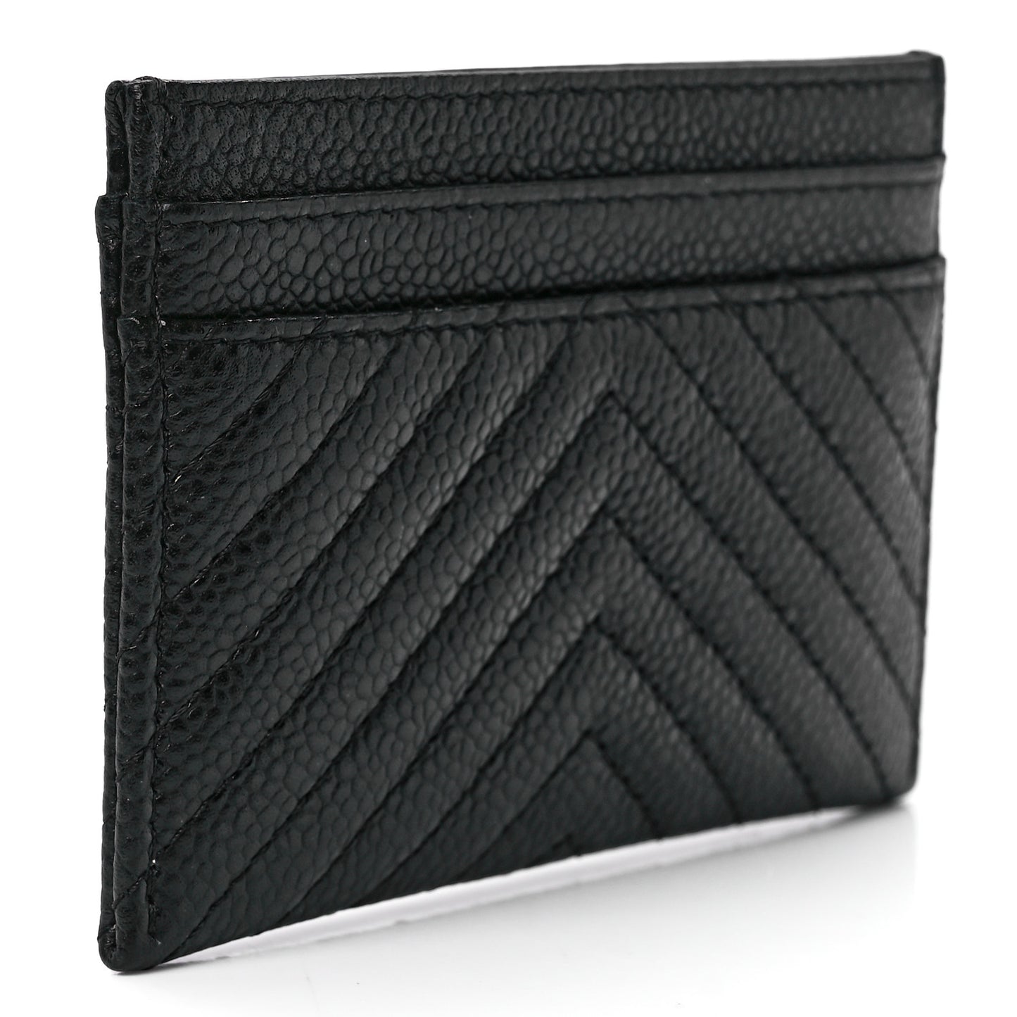 Caviar Chevron Quilted Boy Card Holder Black