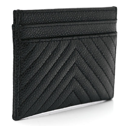 Chanel Caviar Chevron Quilted Boy Card Holder Black 3 of 12