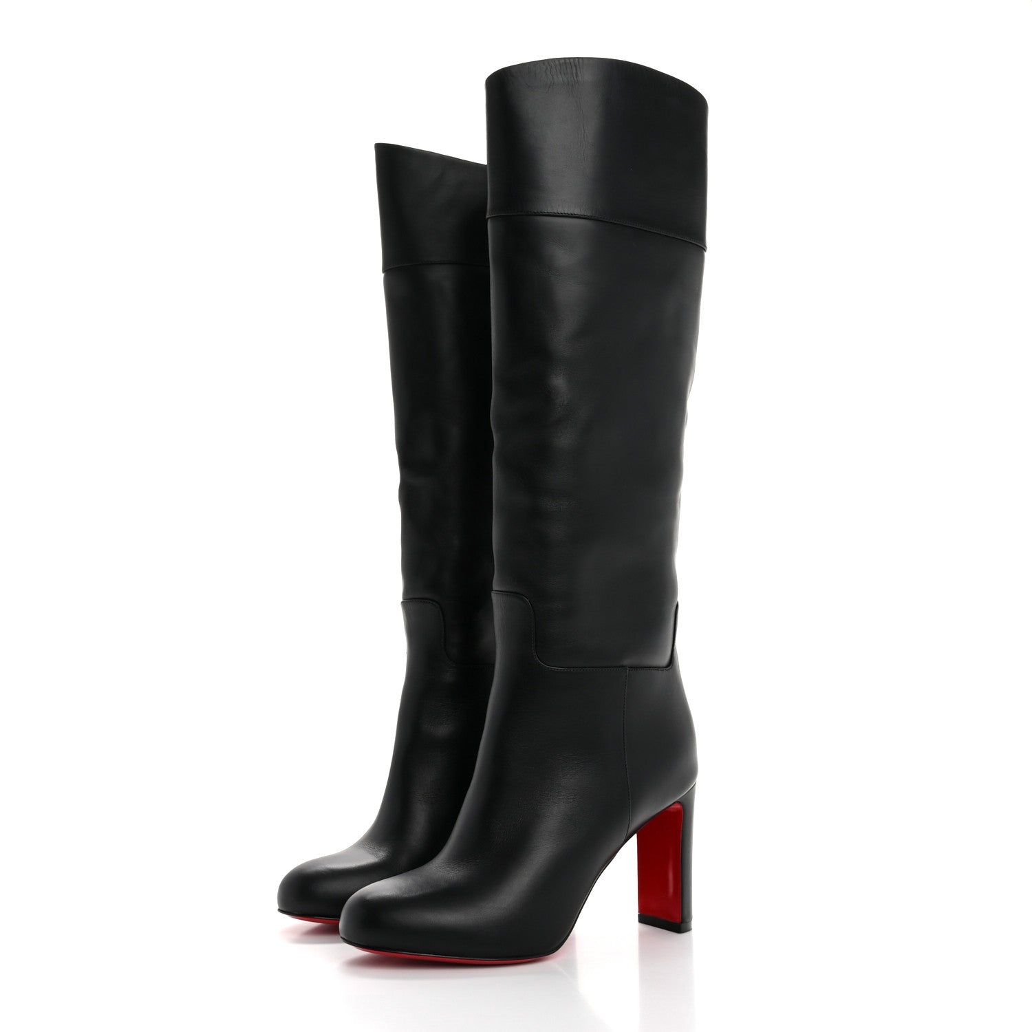 Christian Louboutin Calfskin Loo Botta 85 Knee High Boots 39 Black 3 of 7