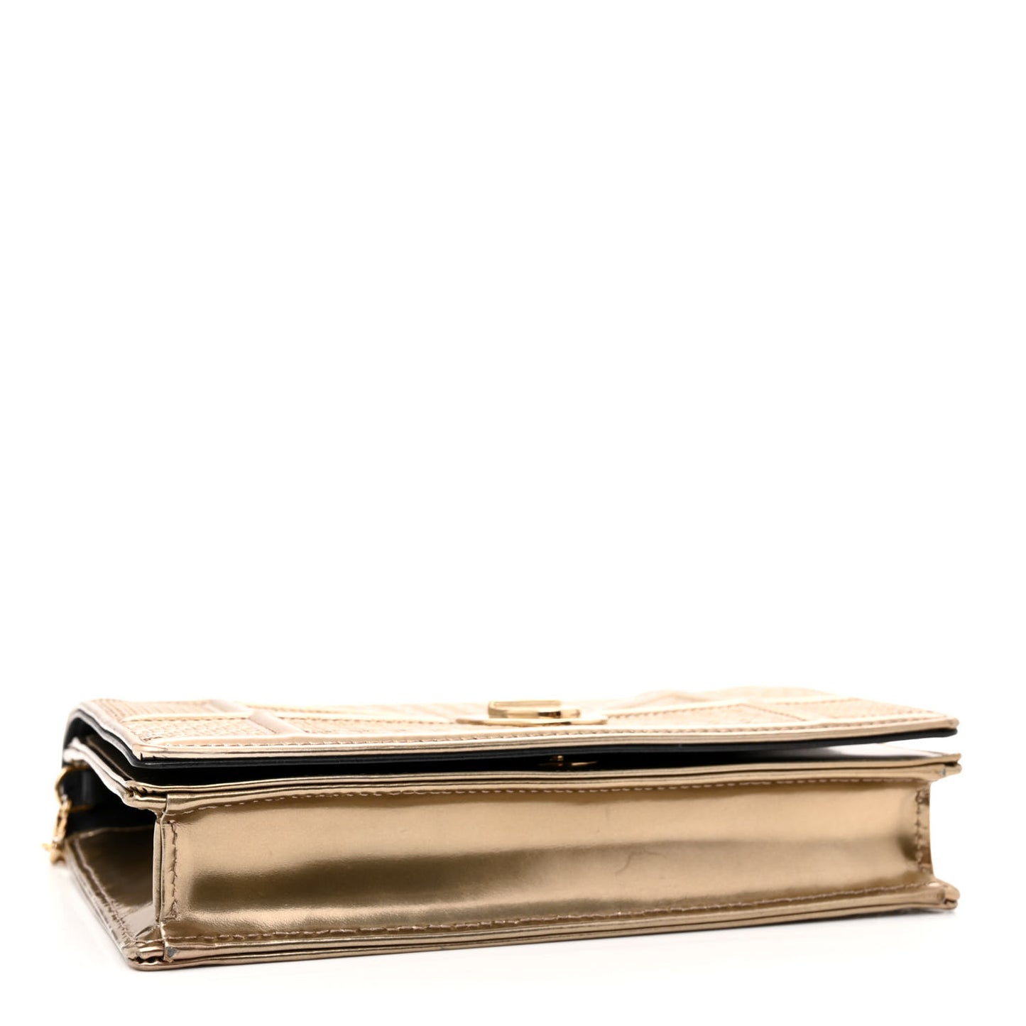 Metallic Patent Micro-Cannage Diorama Wallet on Chain Pouch