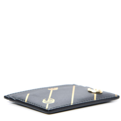 Gucci Calfskin Diagonal GG Card Holder Black Gold 4 of 6
