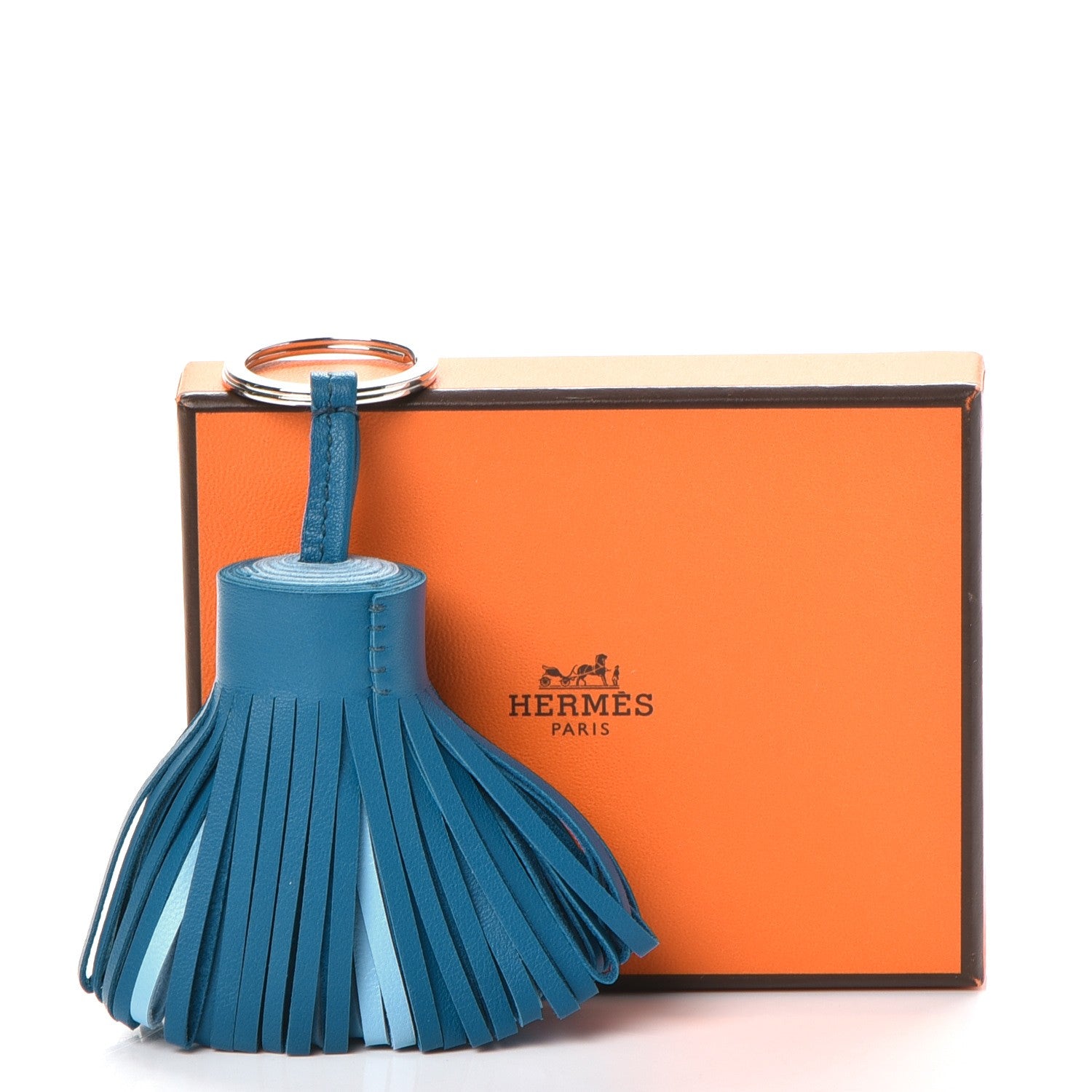 Hermes Lambskin Bi-Color Carmen Tassel Key Holder Bleu Izmir Celeste 6 of 6