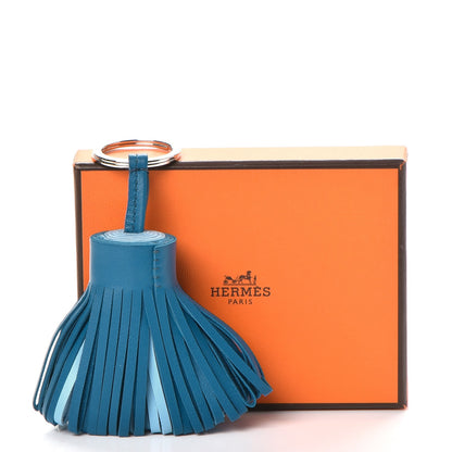 Hermes Lambskin Bi-Color Carmen Tassel Key Holder Bleu Izmir Celeste 6 of 6