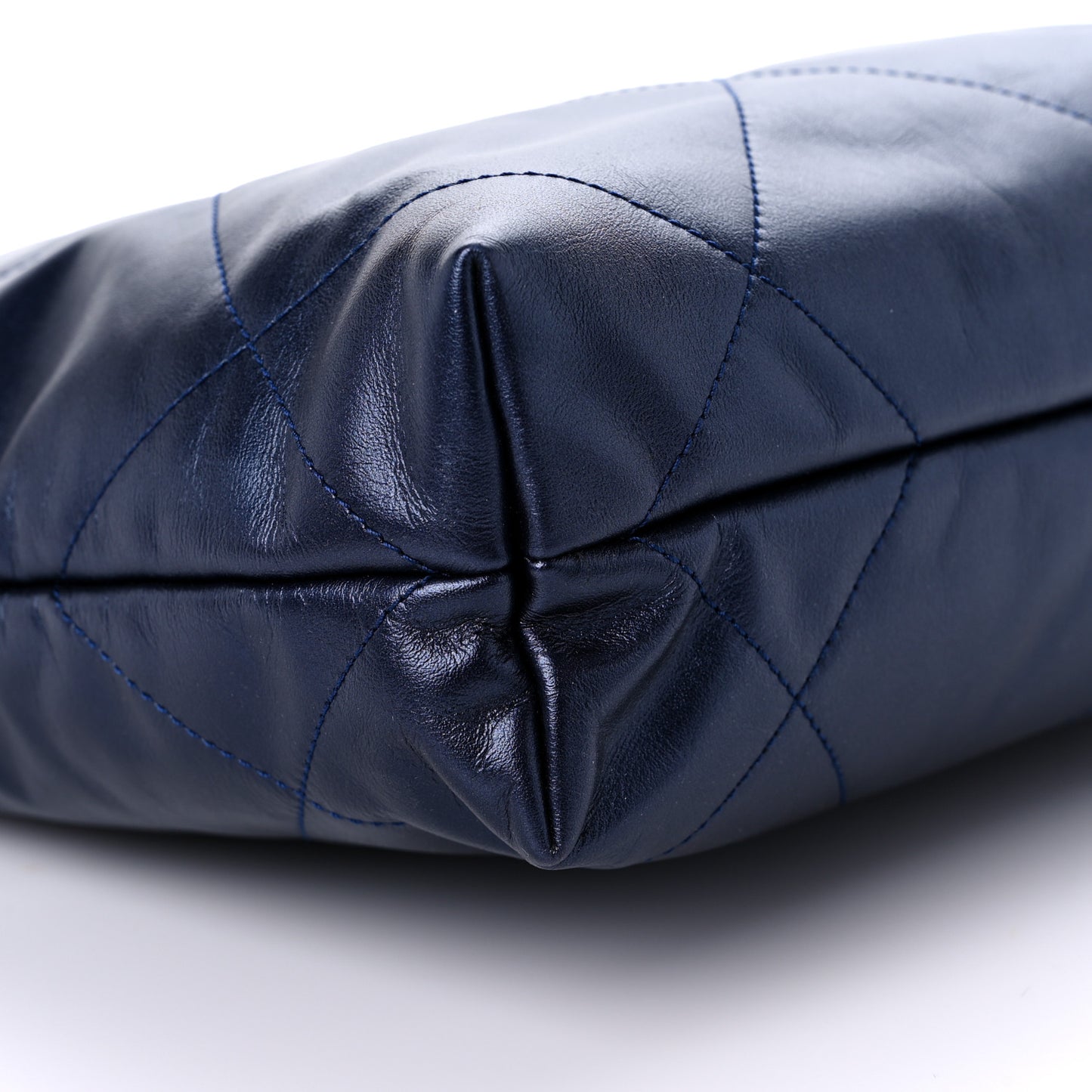Metallic Calfskin Quilted Small Chanel 22 Navy Blue