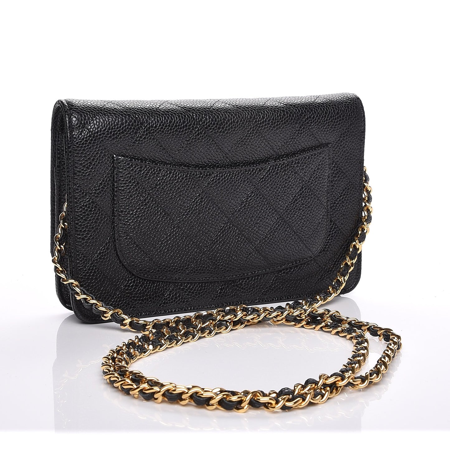 Caviar Quilted Wallet On Chain WOC Black