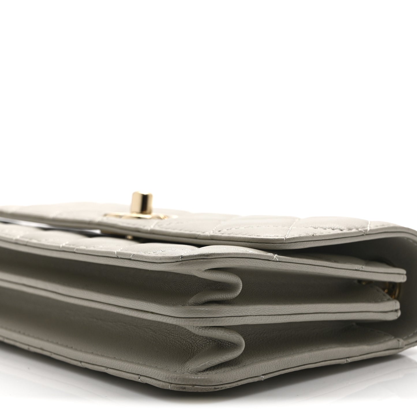 Lambskin Quilted Trendy CC Dual Handle Clutch With Chain Grey